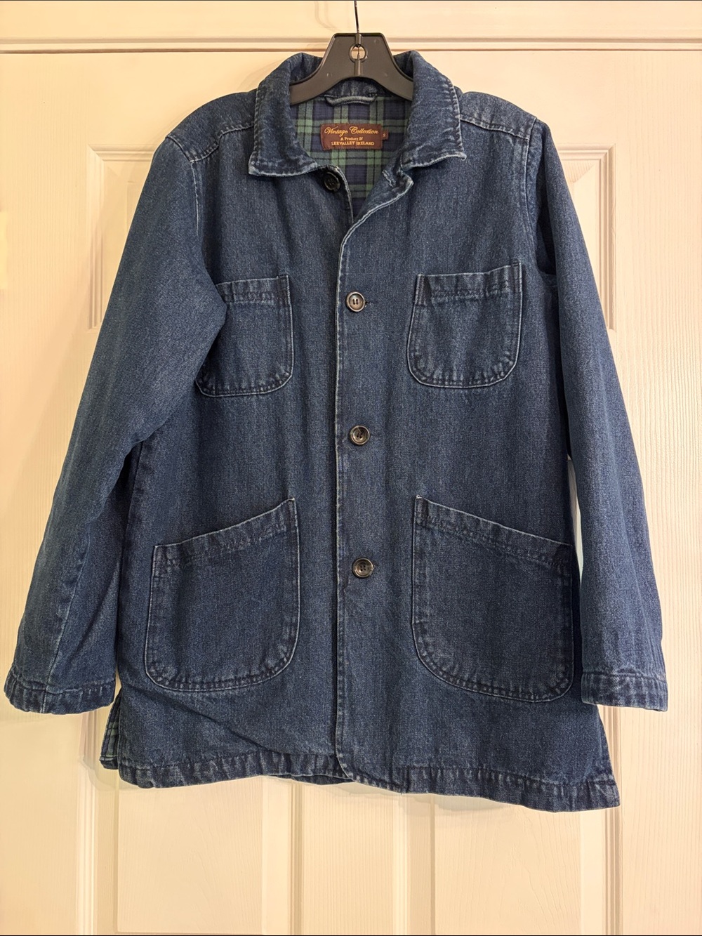 Lee Valley Vintage Men's Dark Blue Denim Chore Button Up Jacket Size Small